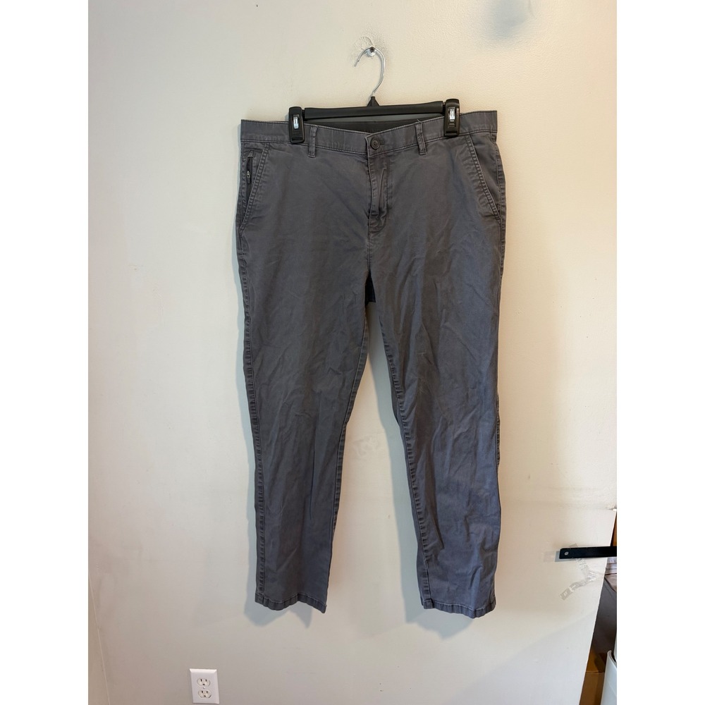 English Laundry Mens 36x32 Grey Chino Pants Stretch Straight Leg Zipper Pocket